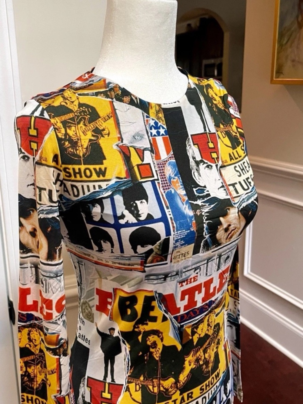 Alice + Olivia x Beatles AllStar Show Artwork collage body con dress size 4 NWT - Picture 11 of 14